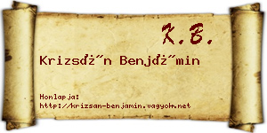 Krizsán Benjámin névjegykártya
