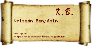 Krizsán Benjámin névjegykártya